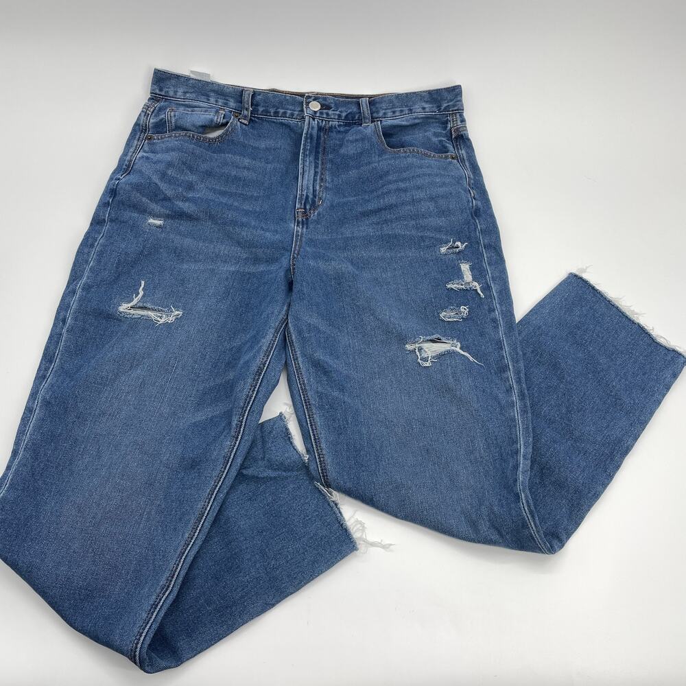 AMERICAN EAGLE Jeans High Waist Distressed Raw Hem Ankle Womens 16 (see note)